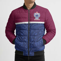 Queensland Samoa Custom Bomber Puffer Jacket Maroon-Blue Pacific Polynesian Tribal Pattern LT9 - Polynesian Pride