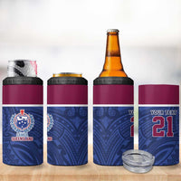 Queensland Samoa Custom 4 in 1 Can Cooler Tumbler Maroon-Blue Pacific Polynesian Tribal Pattern LT9 - Polynesian Pride