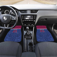 Queensland Samoa Custom Car Mats Maroon-Blue Pacific Polynesian Tribal Pattern LT9 Set 2pcs - Front Dark Blue - Polynesian Pride