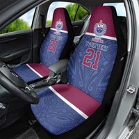 Queensland Samoa Custom Car Seat Cover Maroon-Blue Pacific Polynesian Tribal Pattern
