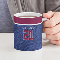 Queensland Samoa Custom Ceramic Mug Maroon-Blue Pacific Polynesian Tribal Pattern LT9 - Polynesian Pride