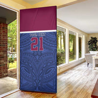 Queensland Samoa Custom Door Cover Maroon-Blue Pacific Polynesian Tribal Pattern LT9 - Polynesian Pride
