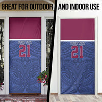 Queensland Samoa Custom Door Cover Maroon-Blue Pacific Polynesian Tribal Pattern LT9 - Polynesian Pride