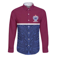 Queensland Samoa Custom Family Matching Puletasi and Hawaiian Shirt Maroon-Blue Pacific Polynesian Tribal Pattern