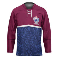 Queensland Samoa Custom Hockey Jersey Maroon-Blue Pacific Polynesian Tribal Pattern LT9 Unisex Dark Blue - Polynesian Pride