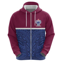 Queensland Samoa Custom Hoodie Maroon-Blue Pacific Polynesian Tribal Pattern