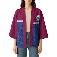 Queensland Samoa Custom Kimono Maroon-Blue Pacific Polynesian Tribal Pattern LT9 - Polynesian Pride