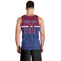 Queensland Samoa Custom Men Tank Top Maroon-Blue Pacific Polynesian Tribal Pattern