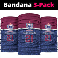 Queensland Samoa Custom Neck Gaiter Maroon-Blue Pacific Polynesian Tribal Pattern - Polynesian Pride
