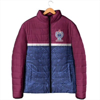 Queensland Samoa Custom Padded Jacket Maroon-Blue Pacific Polynesian Tribal Pattern LT9 - Polynesian Pride