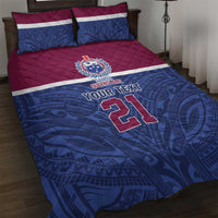 Queensland Samoa Custom Quilt Bed Set Maroon-Blue Pacific Polynesian Tribal Pattern LT9 Dark Blue - Polynesian Pride