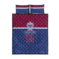 Queensland Samoa Custom Quilt Bed Set Maroon-Blue Pacific Polynesian Tribal Pattern LT9 - Polynesian Pride