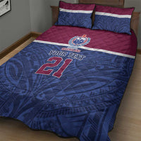 Queensland Samoa Custom Quilt Bed Set Maroon-Blue Pacific Polynesian Tribal Pattern LT9 - Polynesian Pride