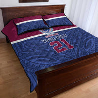 Queensland Samoa Custom Quilt Bed Set Maroon-Blue Pacific Polynesian Tribal Pattern LT9 - Polynesian Pride
