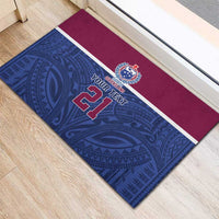 Queensland Samoa Custom Rubber Doormat Maroon-Blue Pacific Polynesian Tribal Pattern LT9 - Polynesian Pride