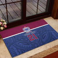Queensland Samoa Custom Rubber Doormat Maroon-Blue Pacific Polynesian Tribal Pattern LT9 - Polynesian Pride