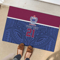 Queensland Samoa Custom Rubber Doormat Maroon-Blue Pacific Polynesian Tribal Pattern LT9 - Polynesian Pride