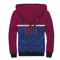 Queensland Samoa Custom Sherpa Hoodie Maroon-Blue Pacific Polynesian Tribal Pattern LT9 - Polynesian Pride