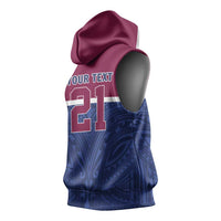 Queensland Samoa Custom Sleeveless Hoodie Maroon-Blue Pacific Polynesian Tribal Pattern LT9 - Polynesian Pride