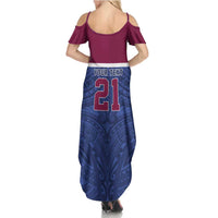 Queensland Samoa Custom Summer Maxi Dress Maroon-Blue Pacific Polynesian Tribal Pattern LT9 - Polynesian Pride