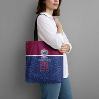 Queensland Samoa Custom Tote Bag Maroon-Blue Pacific Polynesian Tribal Pattern - Polynesian Pride