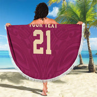 Queensland Samoa Custom Beach Blanket Maroon Pacific Polynesian Tribal Pattern LT9 - Polynesian Pride