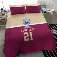 Queensland Samoa Custom Bedding Set Maroon Pacific Polynesian Tribal Pattern