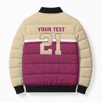Queensland Samoa Custom Bomber Puffer Jacket Maroon Pacific Polynesian Tribal Pattern LT9 - Polynesian Pride
