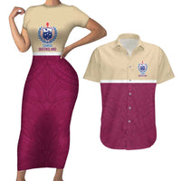 Queensland Samoa Custom Couples Matching Short Sleeve Bodycon Dress and Hawaiian Shirt Maroon Pacific Polynesian Tribal Pattern LT9 Maroon - Polynesian Pride
