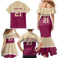 Queensland Samoa Custom Family Matching Mermaid Dress and Hawaiian Shirt Maroon Pacific Polynesian Tribal Pattern