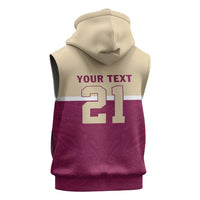 Queensland Samoa Custom Sleeveless Hoodie Maroon Pacific Polynesian Tribal Pattern LT9 - Polynesian Pride