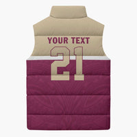 Queensland Samoa Custom Sleeveless Puffer Jacket Maroon Pacific Polynesian Tribal Pattern LT9 - Polynesian Pride