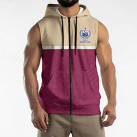 Queensland Samoa Custom Sleeveless Zip Hoodie Maroon Pacific Polynesian Tribal Pattern LT9 - Polynesian Pride