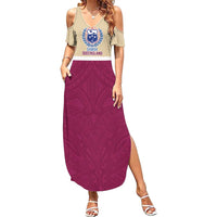 Queensland Samoa Custom Summer Maxi Dress Maroon Pacific Polynesian Tribal Pattern LT9 Women Maroon - Polynesian Pride