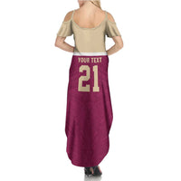 Queensland Samoa Custom Summer Maxi Dress Maroon Pacific Polynesian Tribal Pattern LT9 - Polynesian Pride
