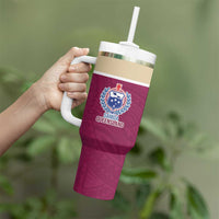 Queensland Samoa Custom Tumbler With Handle Maroon Pacific Polynesian Tribal Pattern