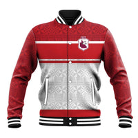 Queensland Tonga Custom Baseball Jacket QLD with Tongan Ngatu Pattern LT9 Unisex Red - Polynesian Pride