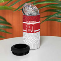 Queensland Tonga Custom 4 in 1 Can Cooler Tumbler QLD with Tongan Ngatu Pattern LT9 - Polynesian Pride