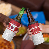 Queensland Tonga Custom 4 in 1 Can Cooler Tumbler QLD with Tongan Ngatu Pattern LT9 - Polynesian Pride
