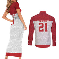 Queensland Tonga Custom Couples Matching Short Sleeve Bodycon Dress and Long Sleeve Button Shirt QLD with Tongan Ngatu Pattern LT9 - Polynesian Pride