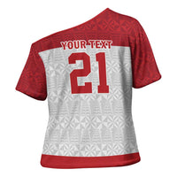 Queensland Tonga Custom Cross Shoulder Shirt QLD with Tongan Ngatu Pattern LT9 - Polynesian Pride