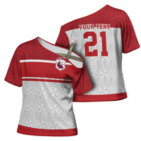 Queensland Tonga Custom Cross Shoulder Shirt QLD with Tongan Ngatu Pattern LT9 - Polynesian Pride