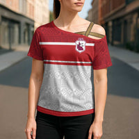 Queensland Tonga Custom Cross Shoulder Shirt QLD with Tongan Ngatu Pattern LT9 - Polynesian Pride
