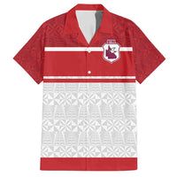Queensland Tonga Custom Family Matching Summer Maxi Dress and Hawaiian Shirt QLD with Tongan Ngatu Pattern LT9 Dad's Shirt - Short Sleeve Red - Polynesian Pride