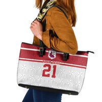 Queensland Tonga Custom Leather Tote Bag QLD with Tongan Ngatu Pattern