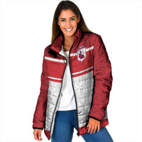Queensland Tonga Custom Padded Jacket QLD with Tongan Ngatu Pattern LT9 Women Red - Polynesian Pride