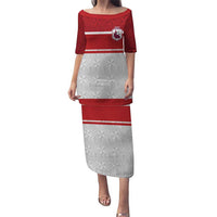 Queensland Tonga Custom Puletasi QLD with Tongan Ngatu Pattern LT9 Long Dress Red - Polynesian Pride