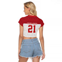 Queensland Tonga Custom Raglan Cropped T Shirt QLD with Tongan Ngatu Pattern