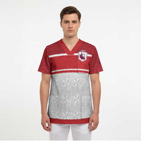 Queensland Tonga Custom Scrub Top QLD with Tongan Ngatu Pattern - Polynesian Pride