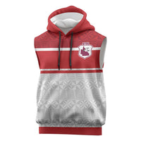 Queensland Tonga Custom Sleeveless Hoodie QLD with Tongan Ngatu Pattern LT9 Red - Polynesian Pride